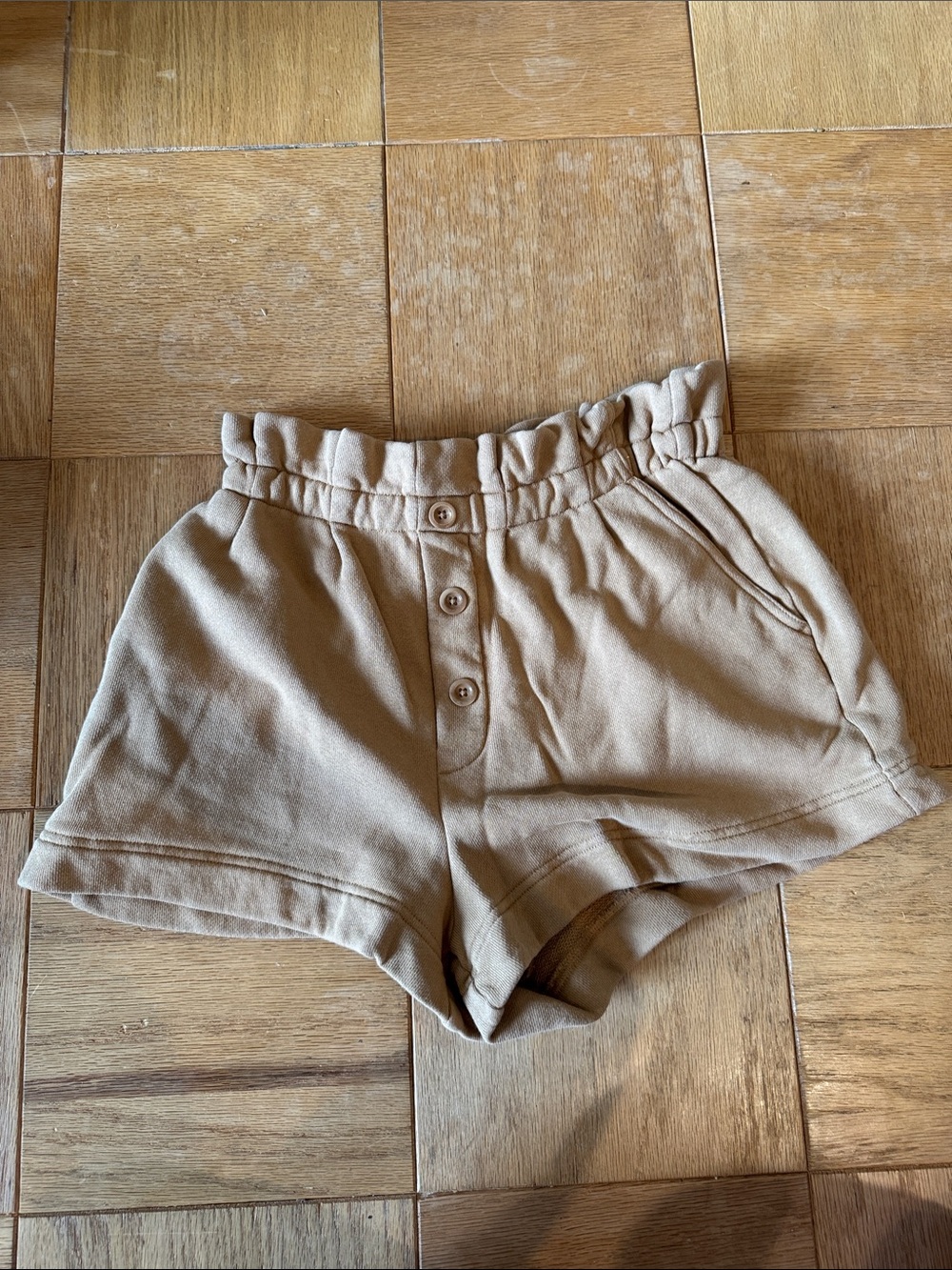 High-Waist Paperbag Women’s Shorts in Tan